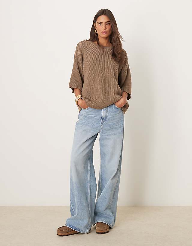 Asos ASOS DESIGN Oversized Chunky Knitted T Shirt In Mocha