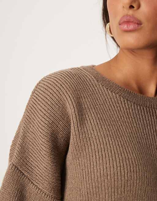 Asos ASOS DESIGN Oversized Chunky Knitted T Shirt In Mocha