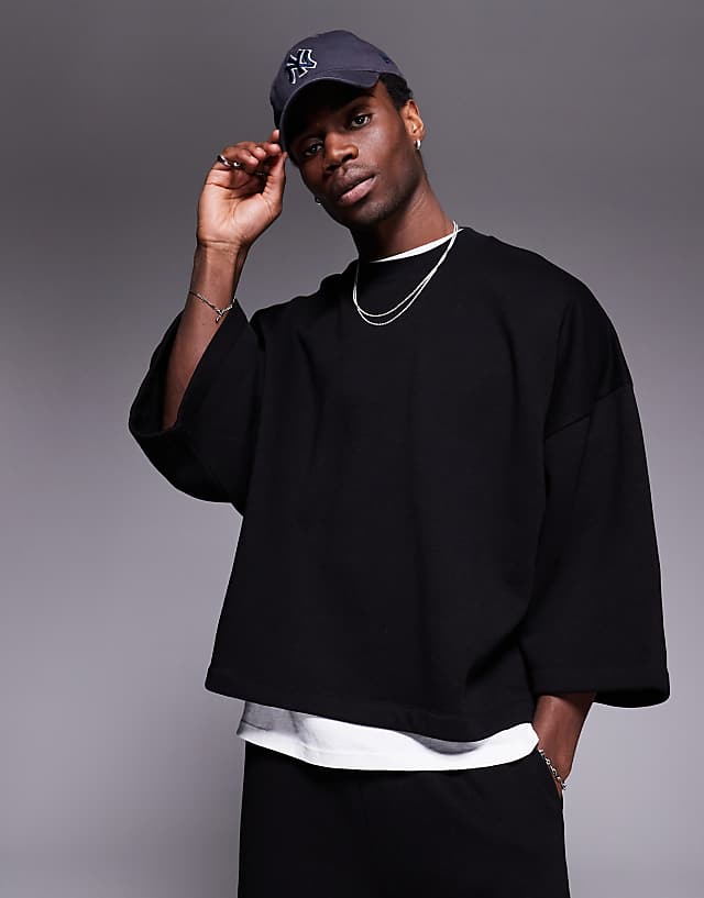 asos ASOS DESIGN oversized co-ord sweatshirt t-shirt in black