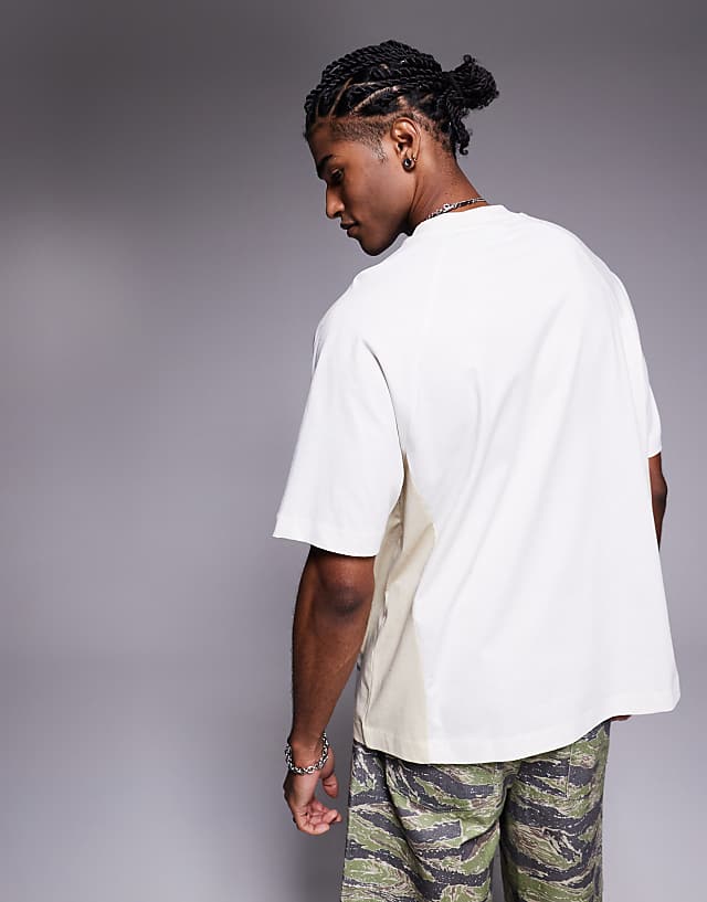 Asos ASOS DESIGN Oversized Contrast Panels T-shirt In Beige