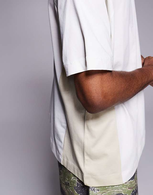Asos ASOS DESIGN Oversized Contrast Panels T-shirt In Beige