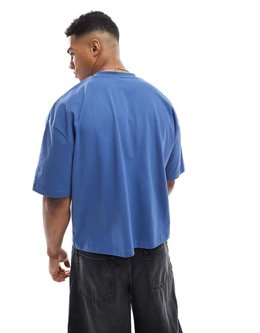 Asos ASOS DESIGN Oversized Cropped T-shirt In Blue With Italy Graphic