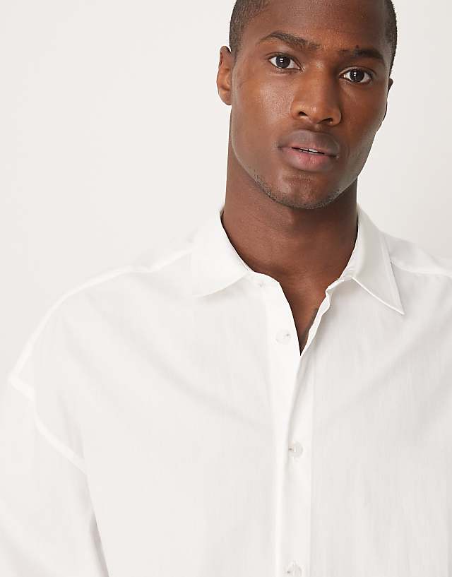 Asos ASOS DESIGN Oversized Drop Shoulder Shirt In White