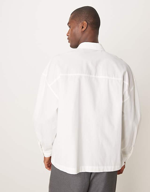 Asos ASOS DESIGN Oversized Drop Shoulder Shirt In White