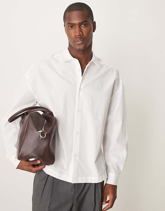 asos ASOS DESIGN oversized drop shoulder shirt in white