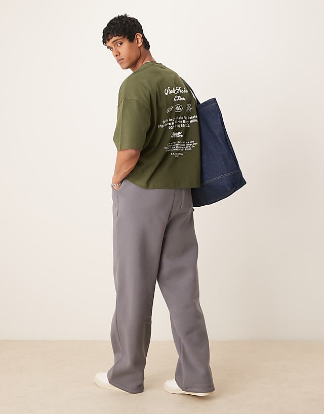 asos ASOS DESIGN oversized drop shoulder t-shirt with print in dark green