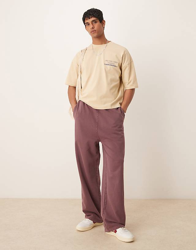 Asos ASOS DESIGN Oversized Drop Shoulder T-shirt With Slow Sunday Graphic In Khaki