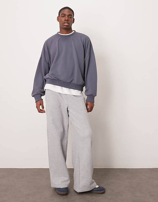 Asos ASOS DESIGN Oversized Dropped Shoulder Boxy Sweatshirt With Contrast Stitching In Charcoal