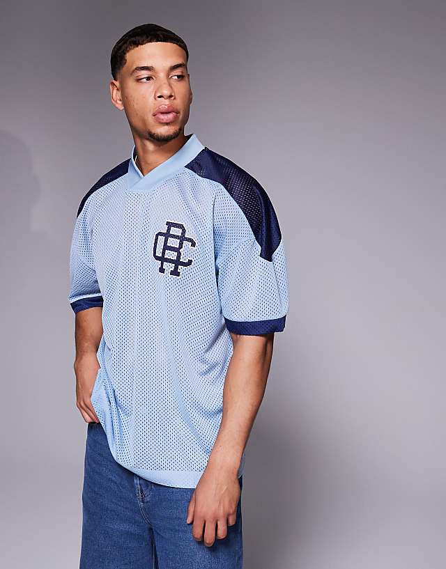 Asos ASOS DESIGN Oversized Dropped Shoulder T Shirt With Sports Graphic In Blue