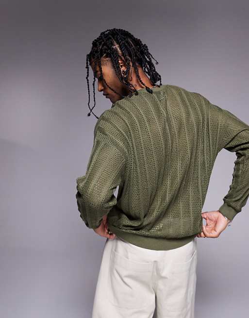 Asos ASOS DESIGN Oversized Fit Long Sleeve T-shirt In Green