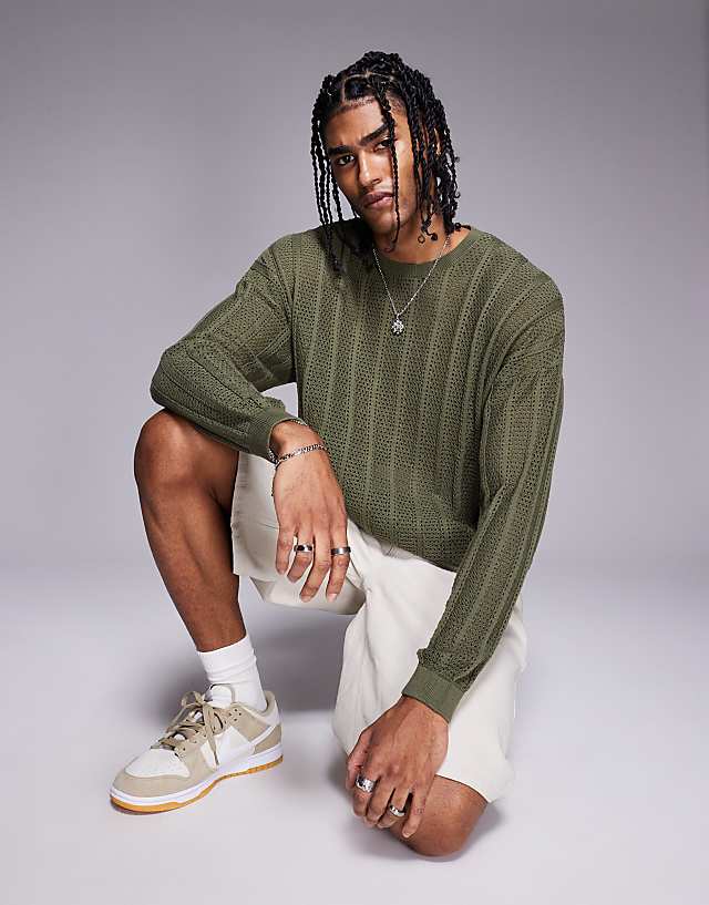 asos ASOS DESIGN oversized fit long sleeve t-shirt in green