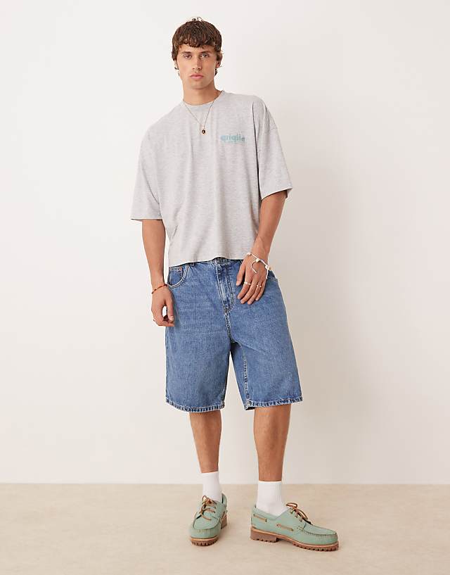 Asos ASOS DESIGN Oversized Heavyweight T-shirt With Back Print In Grey Marl