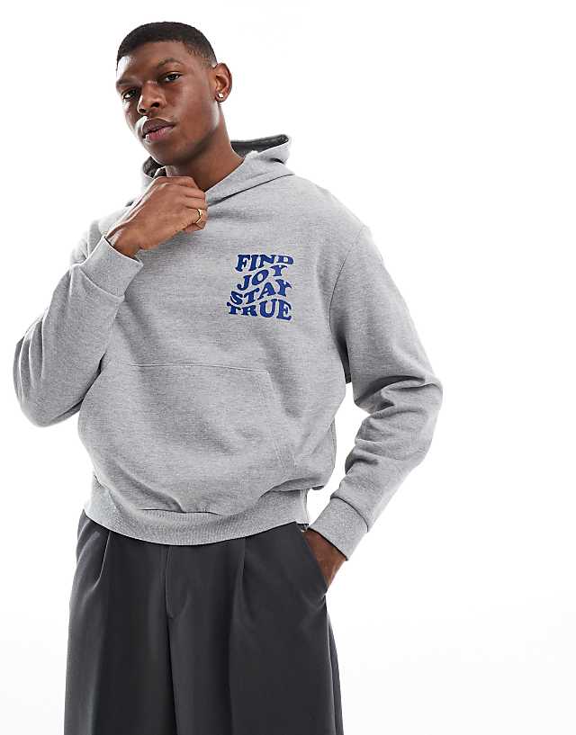 Asos ASOS DESIGN Oversized Hoodie With Back Print In Grey Marl