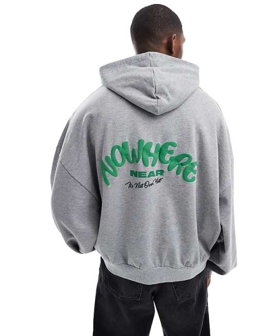 asos ASOS DESIGN oversized hoodie with bubble print in grey marl