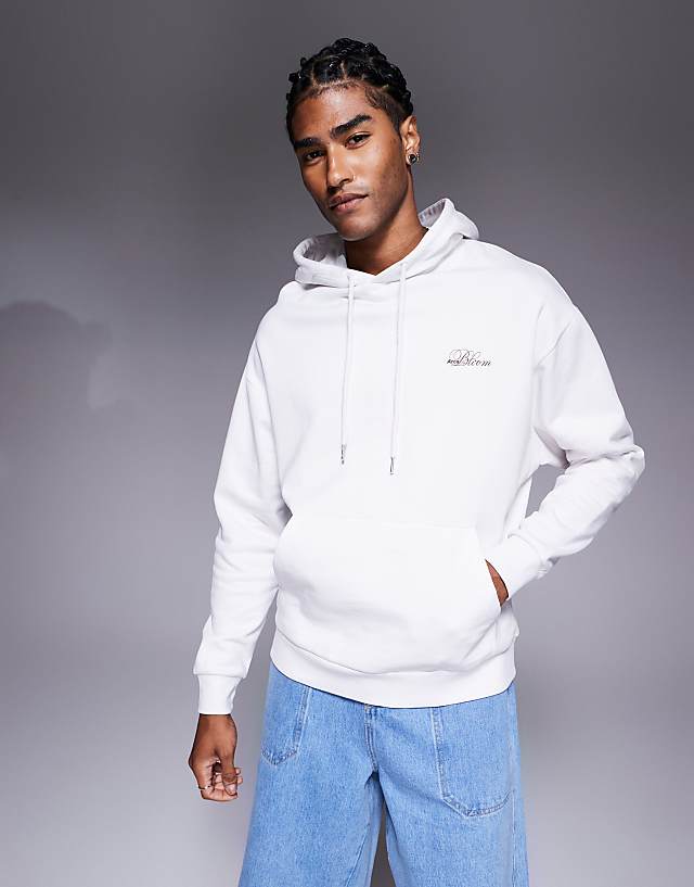 Asos ASOS DESIGN Oversized Hoodie With Floral Prints In White