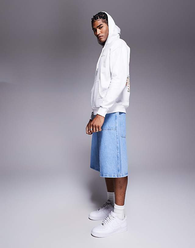 Asos ASOS DESIGN Oversized Hoodie With Floral Prints In White