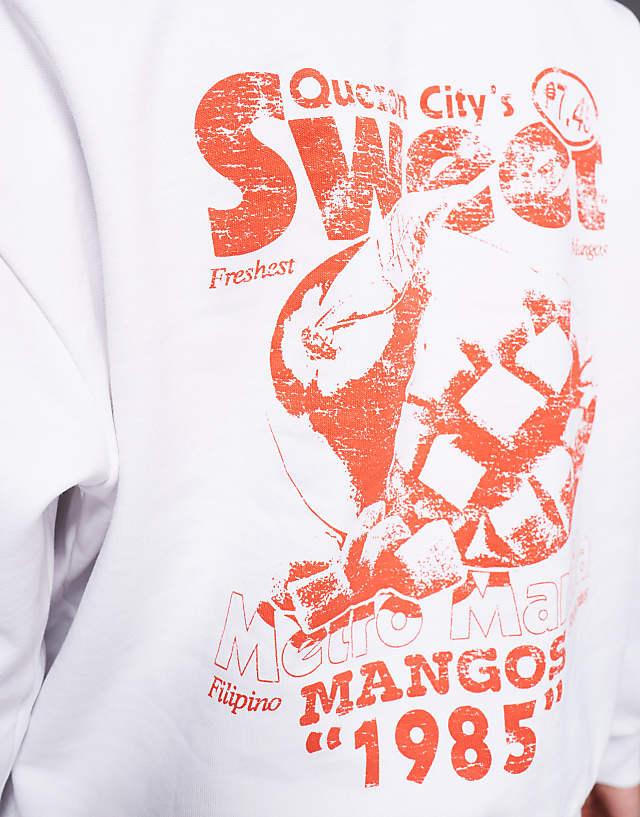 Asos ASOS DESIGN Oversized Hoodie With Mango Prints In White