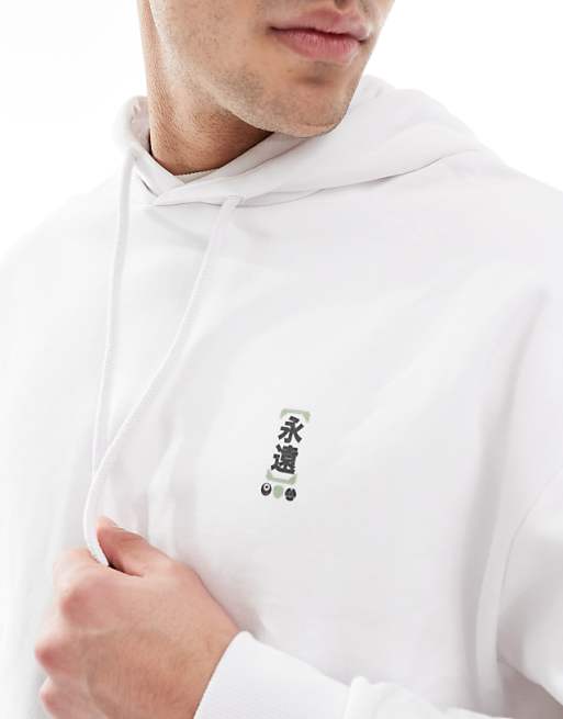 Asos ASOS DESIGN Oversized Hoodie With Souvenir Print In White