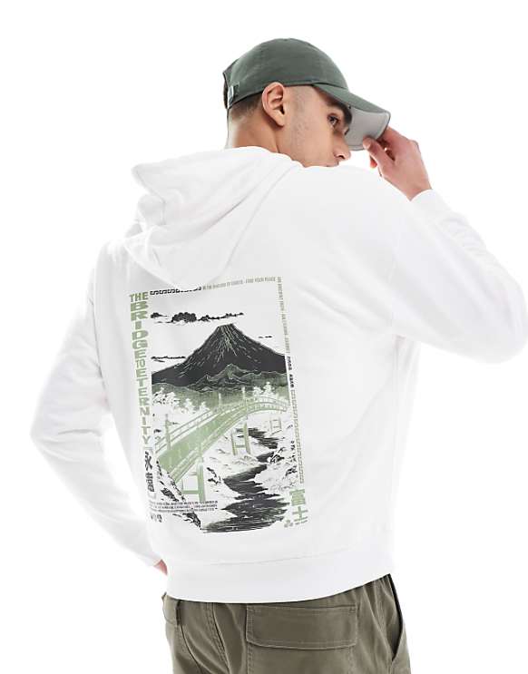 asos ASOS DESIGN oversized hoodie with souvenir print in white