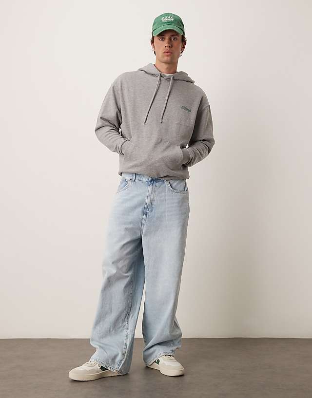 Asos ASOS DESIGN Oversized Hoodie With Souvenir Prints In Grey Marl