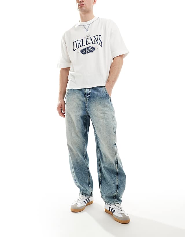 asos ASOS DESIGN oversized jeans in light wash blue