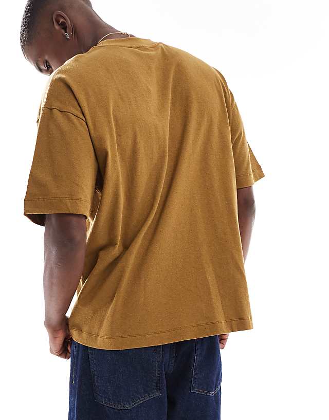 Asos ASOS DESIGN Oversized Linen Blend T-shirt In Brown