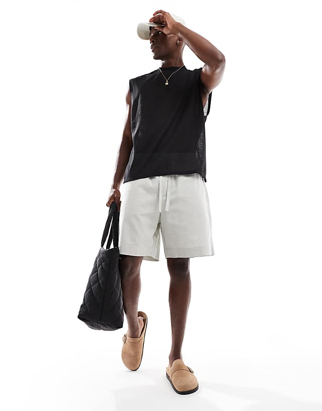 Asos ASOS DESIGN Oversized Linen Look Tank In Black