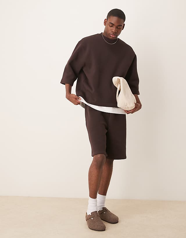 Asos ASOS DESIGN Oversized Longer Length Short In Brown