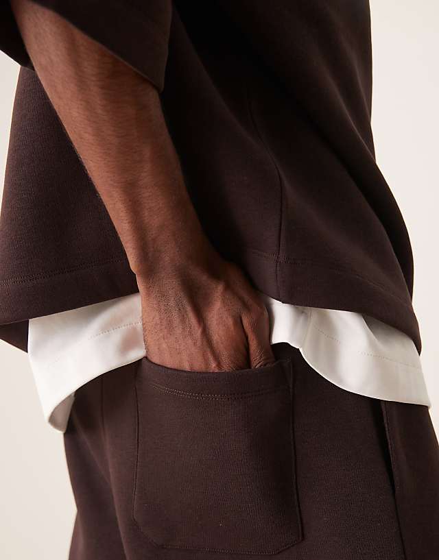 Asos ASOS DESIGN Oversized Longer Length Short In Brown