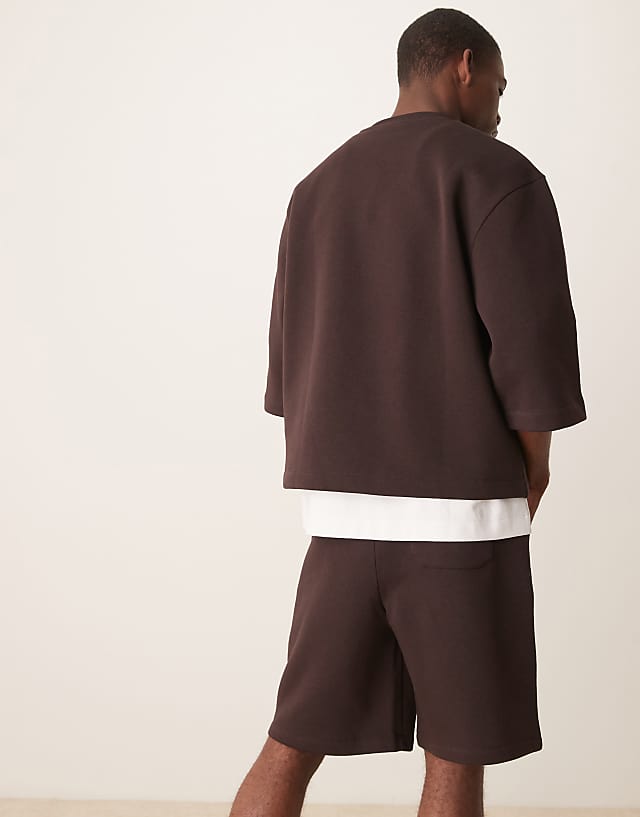 Asos ASOS DESIGN Oversized Longer Length Short In Brown
