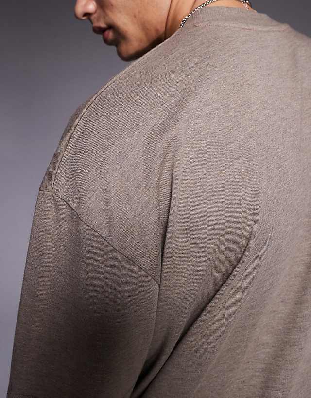 Asos ASOS DESIGN Oversized Overdyed Marl T-shirt In Beige