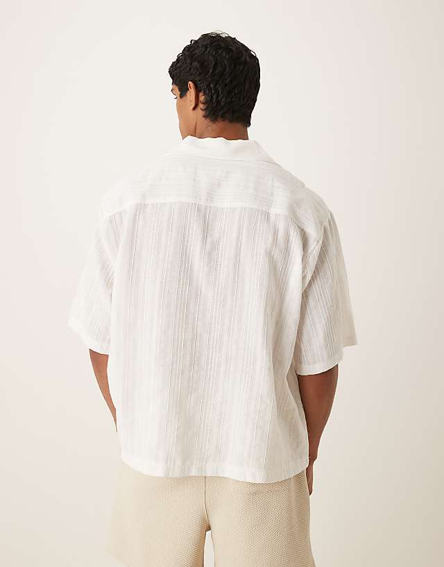 Asos ASOS DESIGN Oversized Overhead Shirt In Light White Texture