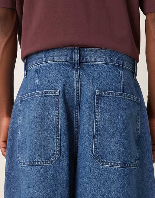 Asos ASOS DESIGN Oversized Parachute Jeans With In Mid Wash Blue