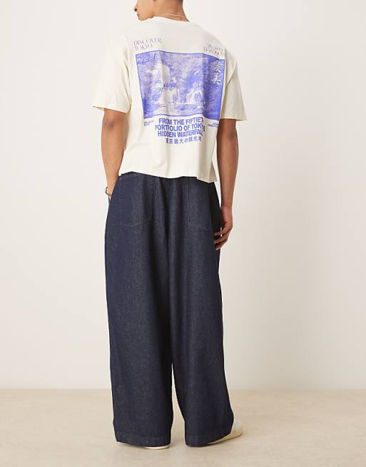 Asos ASOS DESIGN Oversized Parachute Jeans With Pleat Detail In Raw Wash