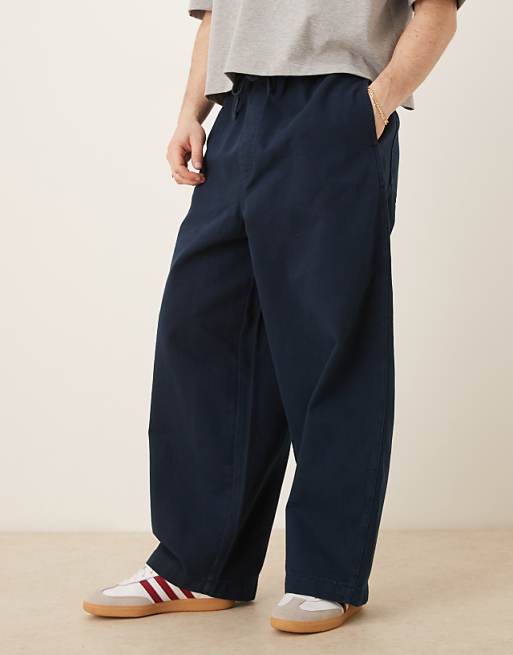 Asos ASOS DESIGN Oversized Parachute Trouser With Drawstring In Navy