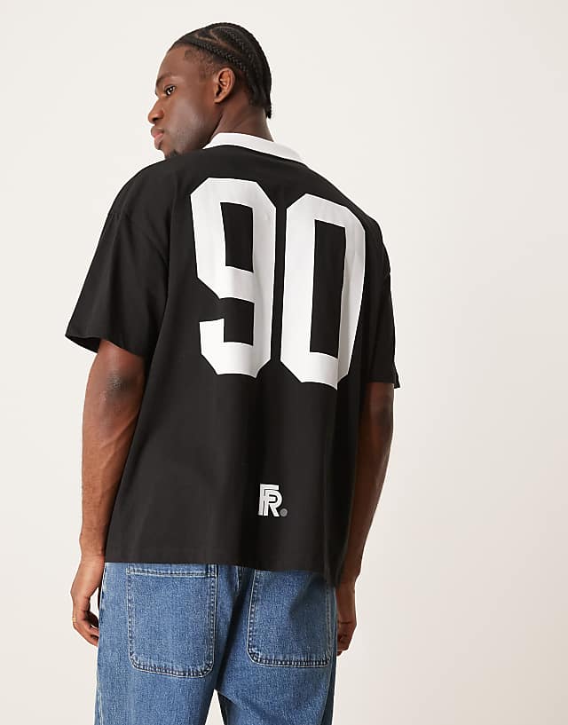 Asos ASOS DESIGN Oversized Polo With Sports Graphic In Black