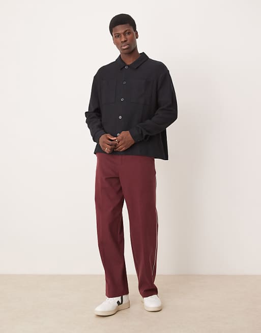 Asos ASOS DESIGN Oversized Ribbed Jersey Harrington Jacket In Black