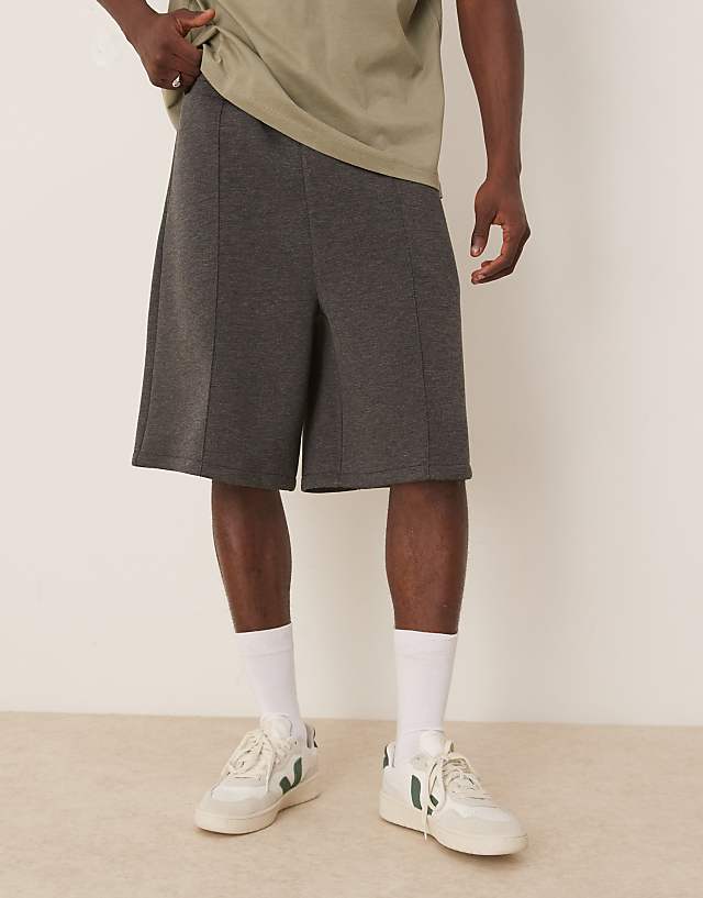asos ASOS DESIGN oversized scuba short in charcoal marl