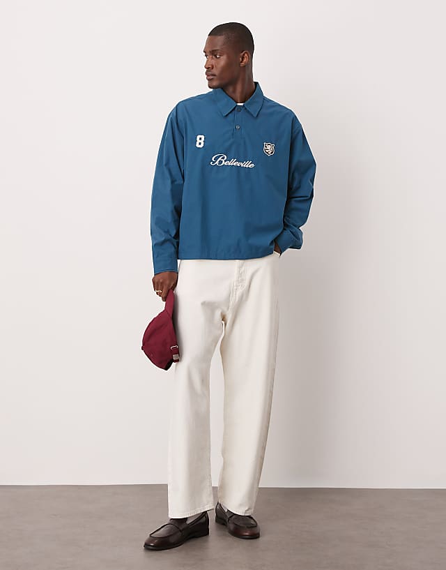 Asos ASOS DESIGN Oversized Shirt With Embroidery In Green
