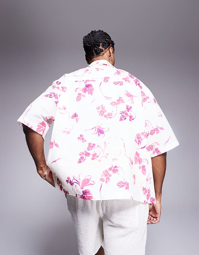 Asos ASOS DESIGN Oversized Shirt With Floral Print In White
