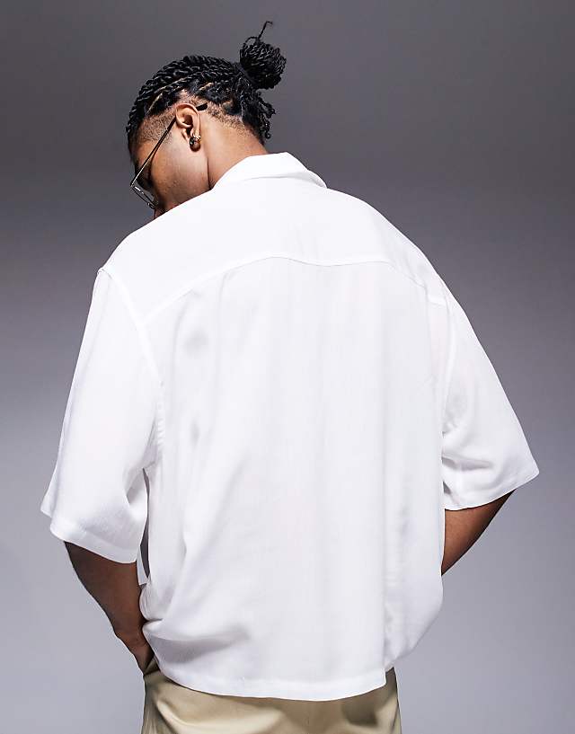 Asos ASOS DESIGN Oversized Short Sleeve Sheer Shirt In White