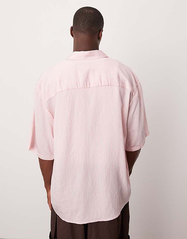 Asos ASOS DESIGN Oversized Stripe Shirt With Embroidery In White