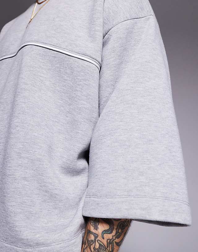 Asos ASOS DESIGN Oversized Sweatshirt With 3/4 Length Sleeve In Grey Marl