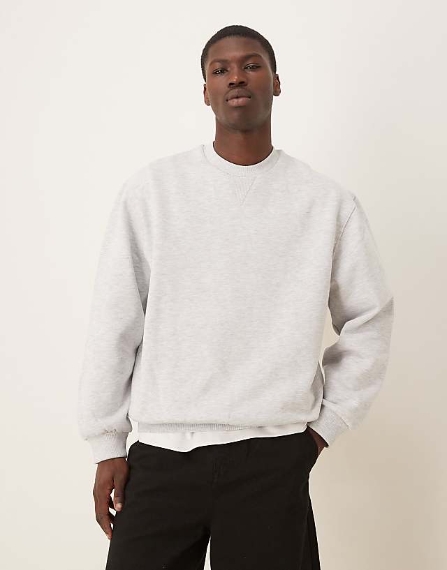 Asos ASOS DESIGN Oversized Sweatshirt With Fruit Back Print In Grey Marl