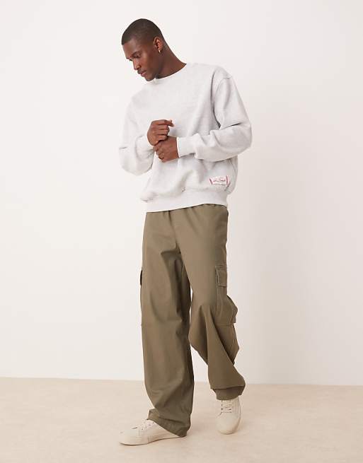 Asos ASOS DESIGN Oversized Sweatshirt With Label In Grey Marl