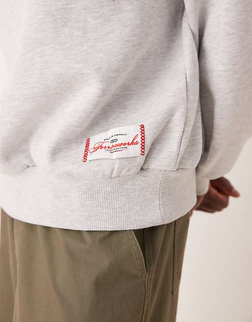 Asos ASOS DESIGN Oversized Sweatshirt With Label In Grey Marl