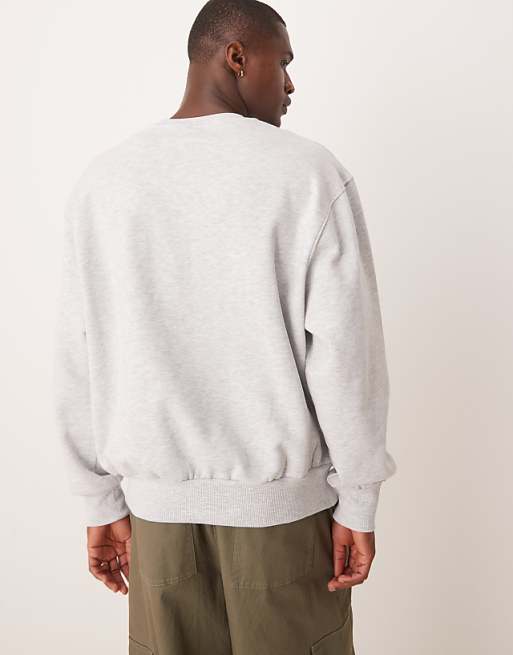 Asos ASOS DESIGN Oversized Sweatshirt With Label In Grey Marl