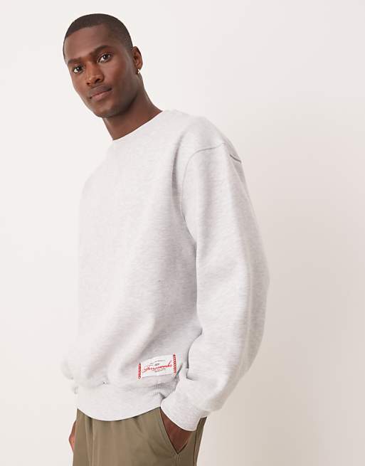 asos ASOS DESIGN oversized sweatshirt with label in grey marl