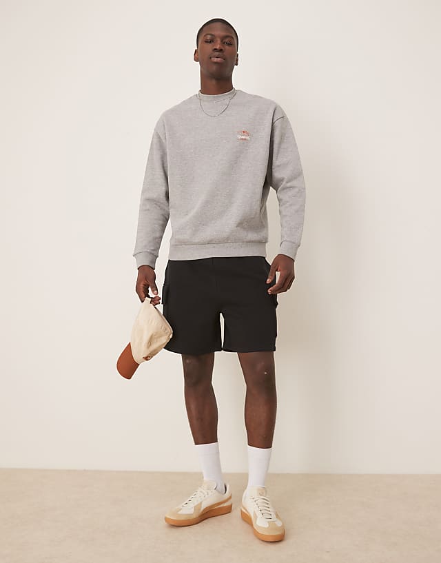 Asos ASOS DESIGN Oversized Sweatshirt With Shrimp Prints In Grey Marl