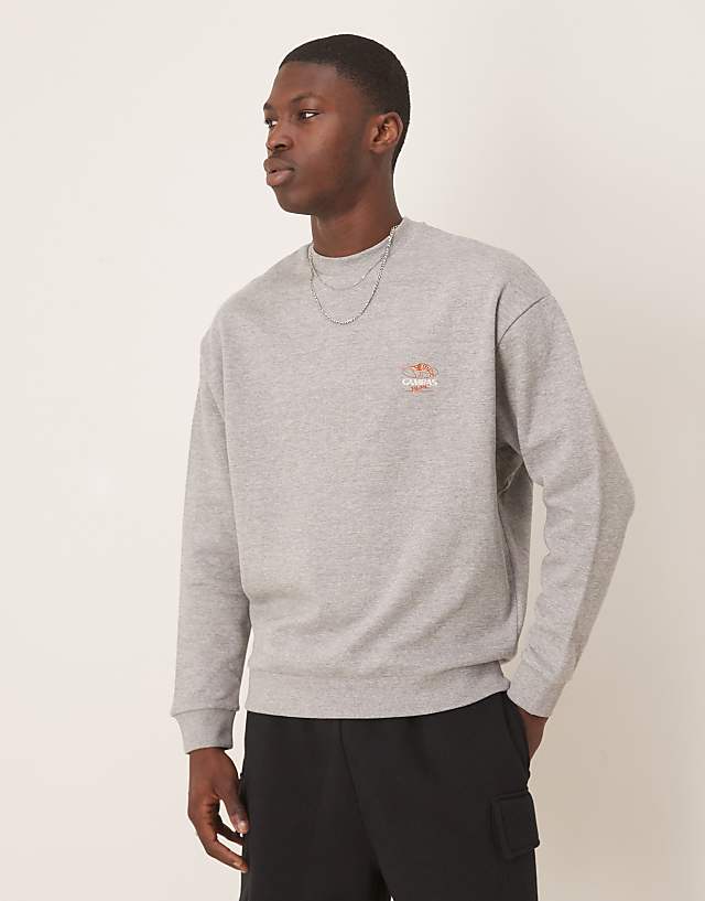 Asos ASOS DESIGN Oversized Sweatshirt With Shrimp Prints In Grey Marl